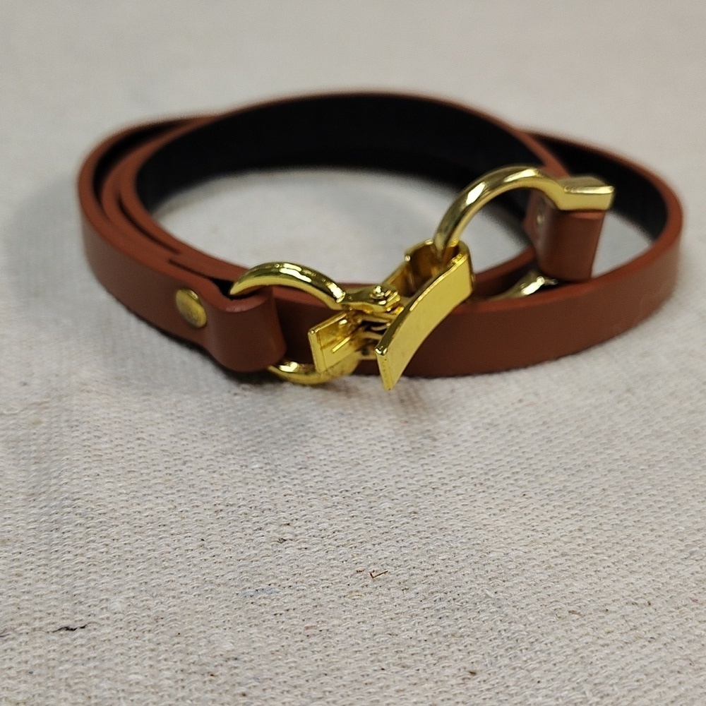Chestnut Skinny Belt Size 12 Lobster Closure Clasp Gold Hardware